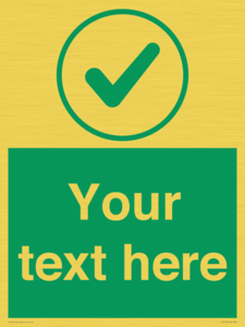 Custom green background, green tick in circle sign